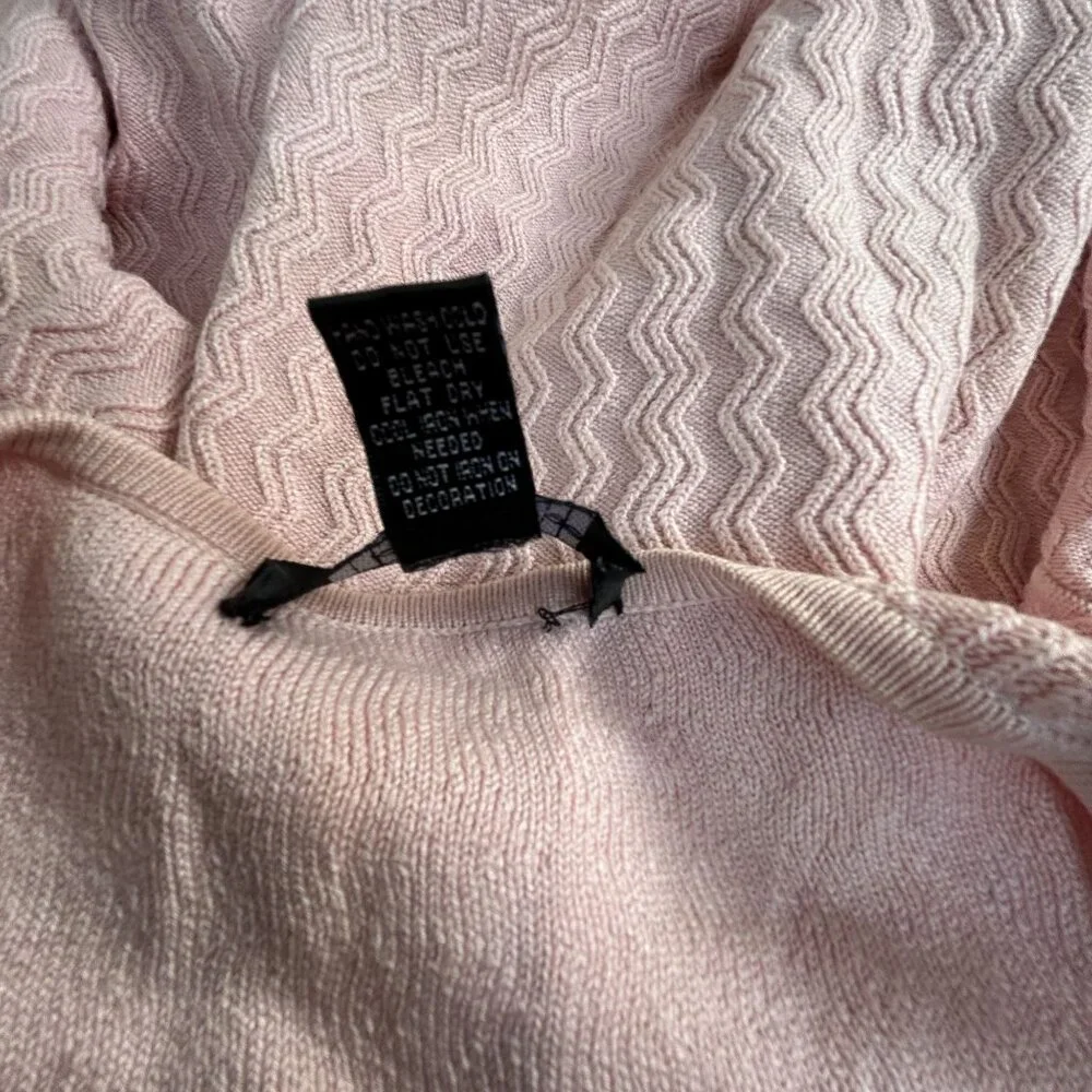 Cable & Gauge Womens Pink Cardigan Sweater Medium Zip Beaded Sequin Embellished